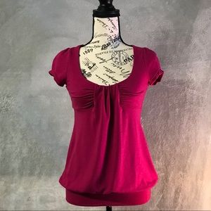 American Rag Magenta Short Sleeve Bare Back Top Sm
